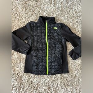 The North Face Black Quilted Jacket with Bright Green Logo